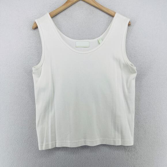 DEBRA DEROO Tank Top XL Ribbed Jersey Scoop Neck Sleeveless White - Picture 1 of 12